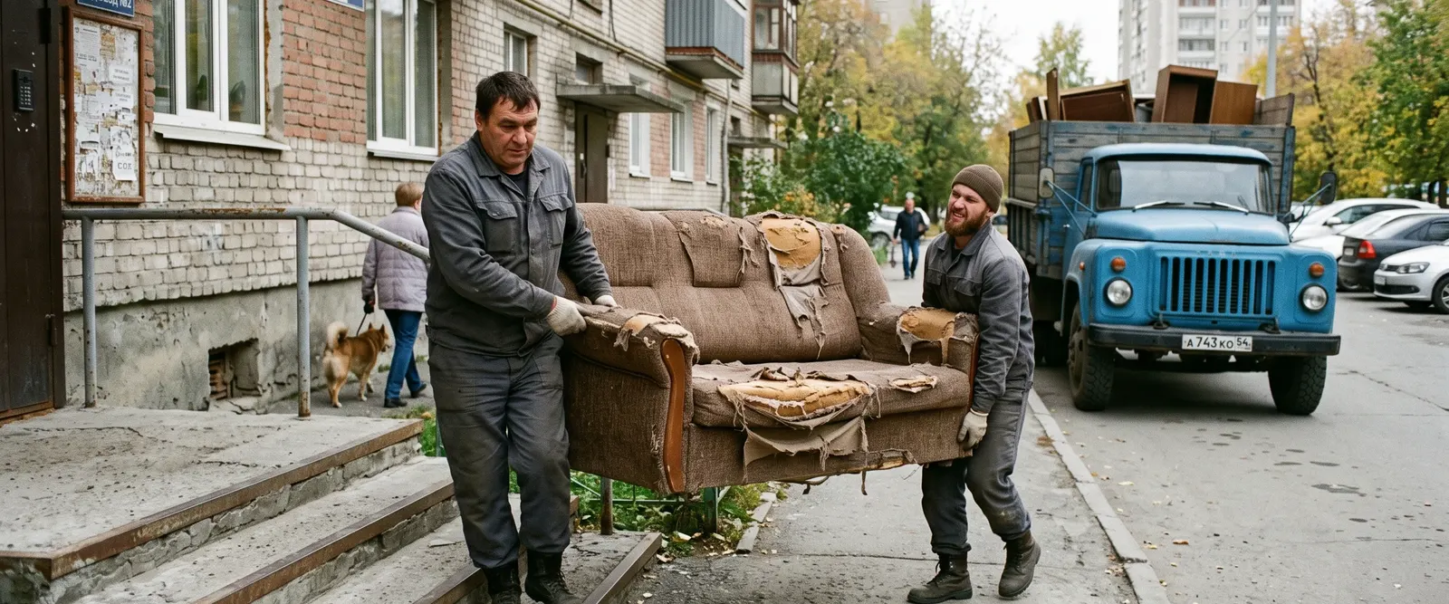 Вывоз старой мебели — старый диван