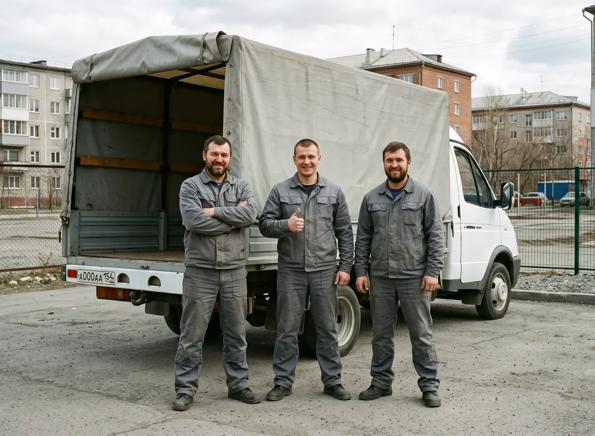 Команда Везунчик у тентовой ГАЗели в Новосибирске